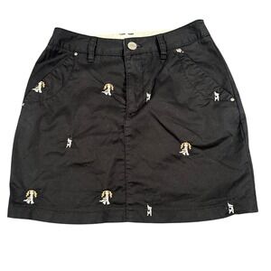 MU Sports XS (38) Golf Skirt Black Embroidered Dogs Japan Country Club Style
